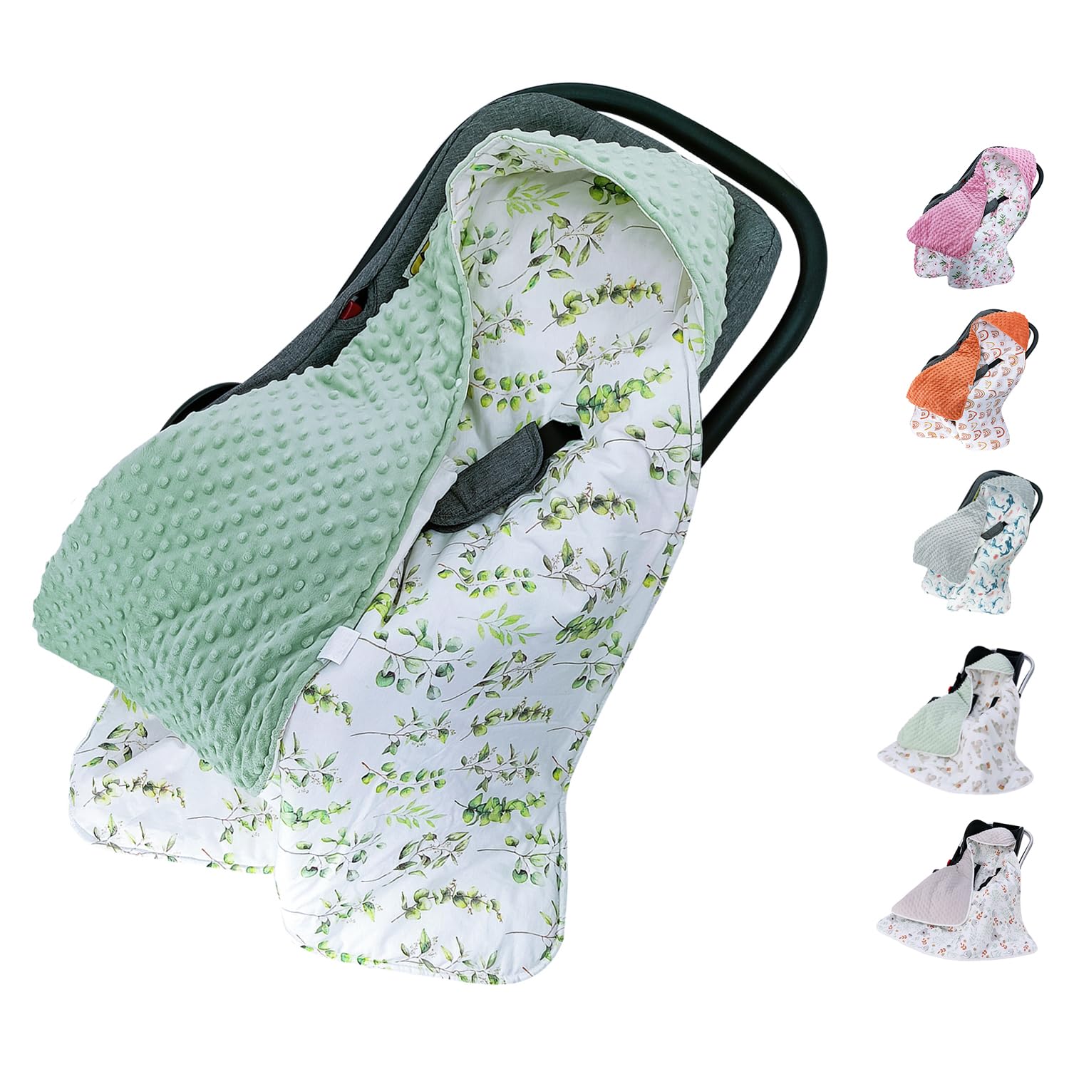 Miracle Baby Einschlagdecke 90x90cm – Reversible Babydecke Baumwolle & Minky für Babyschale