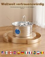 Dctrod Katzenbrunnen Edelstahl 2.6L – Automatischer Trinkbrunnen mit Filtersystem für Katzen & Hunde – Bild 9