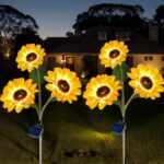 Hqynss Solar-Sonnenblumenleuchten 2er-Set – IP65 Gartenleuchten mit Dämmerungssensor
