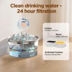 IHOUONE Katzenbrunnen Edelstahl 2.6L – Trinkbrunnen mit Blumenauslauf & LED für Katzen – Bild 8
