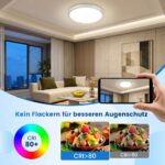 QOJUX LED Deckenleuchte Ø30cm 12W 2600lm 4000K – IP54 Flach Rund für Badezimmer – Bild 5