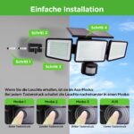 UME Solar-Aussenleuchte mit 302 LEDs & Bewegungsmelder – 3000 lm Flutlicht für Garten – Bild 6