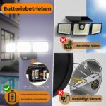 KIBTOY 240 LED Bewegungsmelder Aussen – 1500 Lm Batterie-Sicherheitsleuchte IP65 – Bild 4