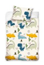 BELIKATO Kinderbettwäsche 100x135 cm Dinosaurier – 100% Baumwolle für Jungen