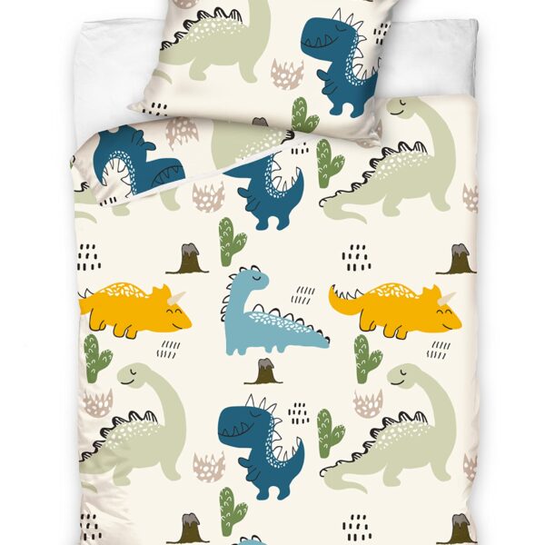 BELIKATO Kinderbettwäsche 100x135 cm Dinosaurier – 100% Baumwolle für Jungen