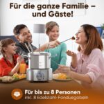 Clatronic Elektrisches Fondue-Set 1,2L Edelstahl – für 8 Personen mit Gabelset – Bild 2