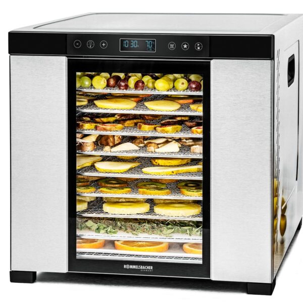 ROMMELSBACHER DA 1050 Dörrautomat – 1,6 m² Dörrfläche mit 10 Edelstahl-Tabletts