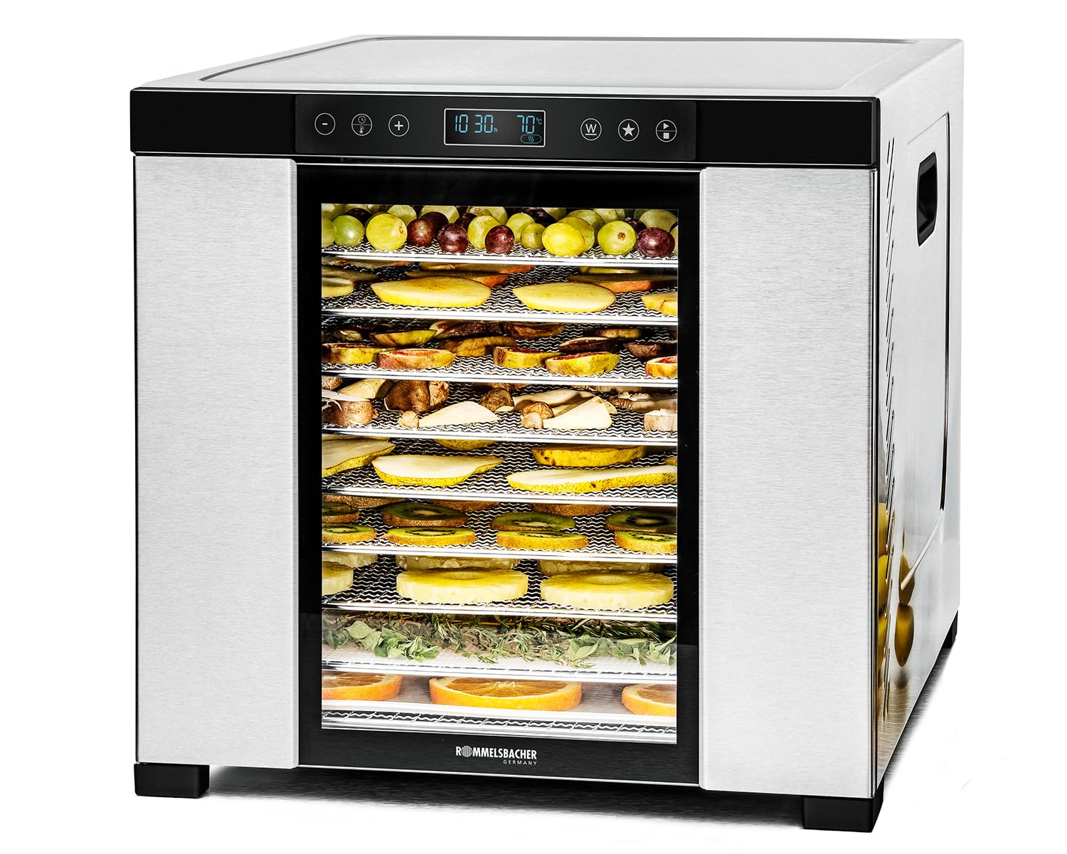 ROMMELSBACHER DA 1050 Dörrautomat – 1,6 m² Dörrfläche mit 10 Edelstahl-Tabletts