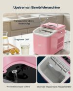 Upstreman Eiswürfelmaschine BI12-Rosa – 12 kg/Tag, 2 Eisgrößen, Selbstreinigend & Tragbar – Bild 3