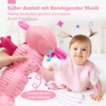 hahaland Axolotl Sensorik Spielzeug 0-6 Monate – 5-in-1 Musikspielzeug mit Beissring & Spiegel – Bild 6