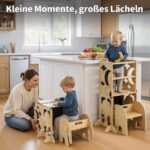 COSYLAND Lernturm 4in1 klappbar – Holz Stehhilfe, Schreibtisch & Elefanten-Hocker ab 1 Jahr – Bild 6
