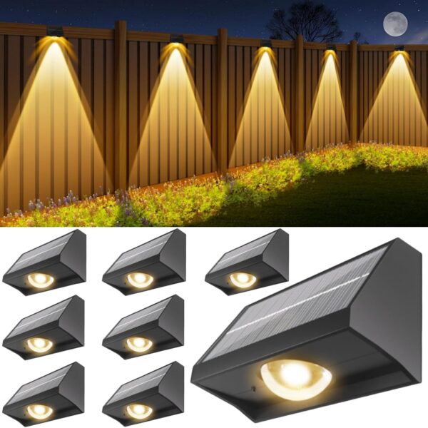 8er Set Solar Wandleuchten Bowfar – 50% mehr Helligkeit, 12 Modi & IP65 für Garten