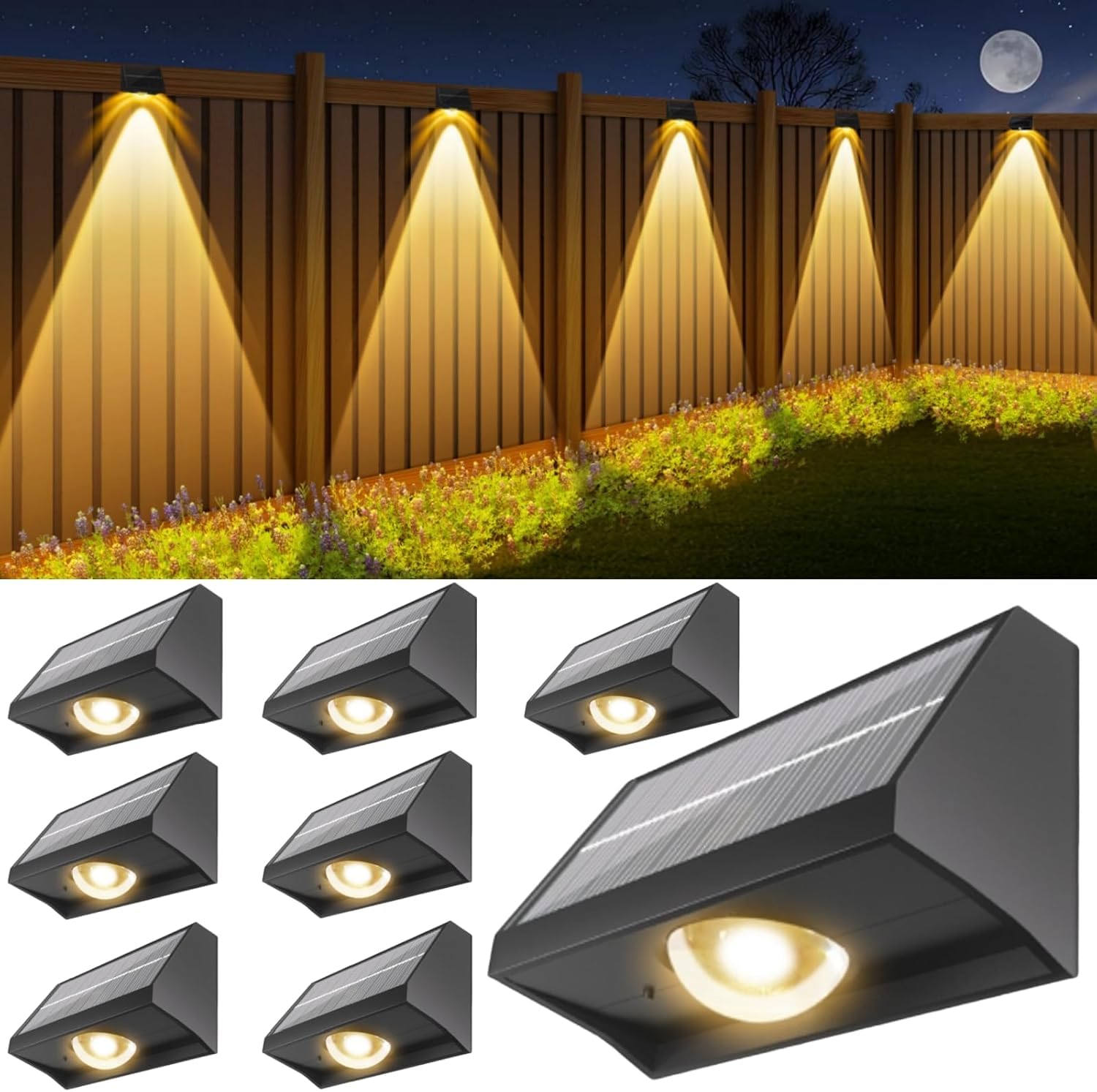 8er Set Solar Wandleuchten Bowfar – 50% mehr Helligkeit, 12 Modi & IP65 für Garten