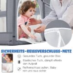 UISEBRT Baby-Laufstall 127x127cm mit Stahlrahmen – Sicherer Laufgitter mit Atmungsaktivem Netz – Bild 8