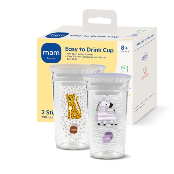 MAM Easy to Drink Cup 360° 290 ml 2er-Set – Auslaufssicherer Trinklernbecher ab 8 Monaten