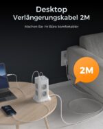 TESSAN 11 in 1 Steckdosenleiste mit USB-C & 2M Kabel – Überspannungsschutz 3600W – Bild 5