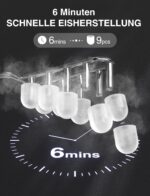 CROWNFUL Eiswürfelmaschine tragbar – 9 Eiswürfel in 6 Minuten, 12 kg/24h – Bild 2