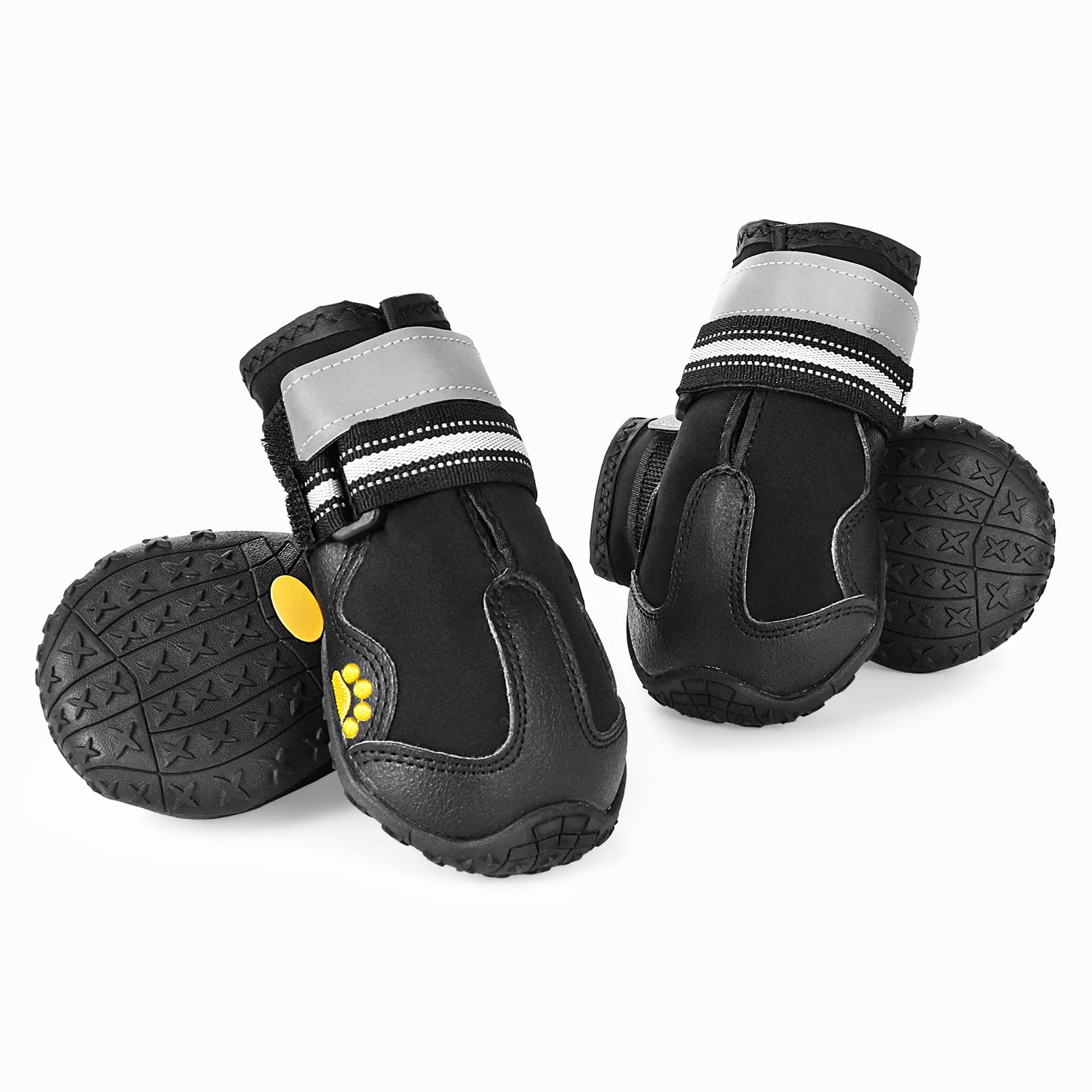 Faankiton 4er Hundeschuhe Grösse 6# – Wasserdichte Pfotenschuhe mit Reflektoren für mittlere & grosse Hunde