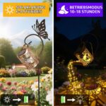 GuKKK Solar Gießkanne Lichterkette – Romantische Gartendeko mit LED Glaskugel & Schäferhaken – Bild 3