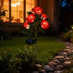 Hqynss 2er Set Solar Rosenleuchten – IP65 Solarlampen für Garten & Terrasse in Rot – Bild 6