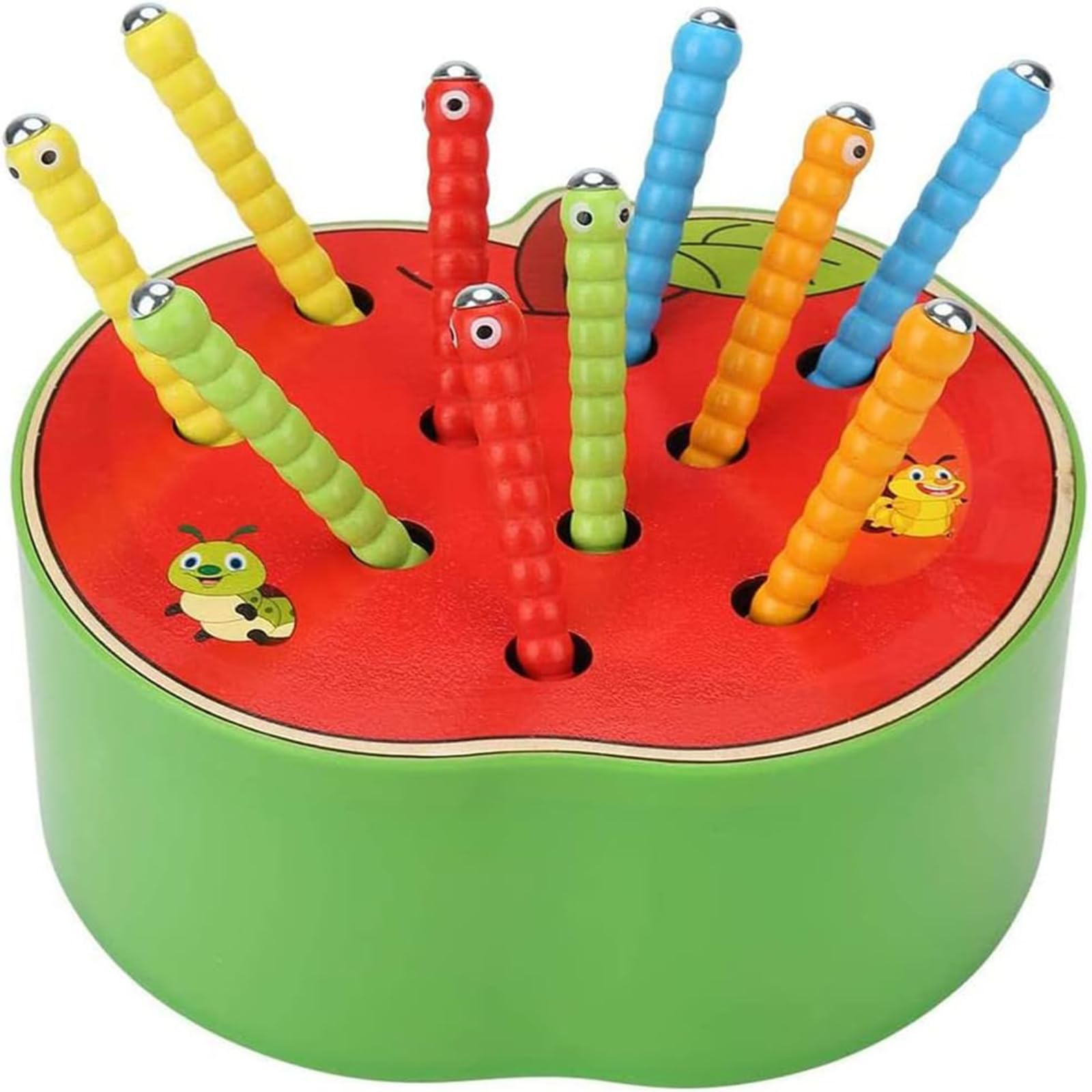 Afufu Holz Fangspiel mit Raupen – Montessori Lernspielzeug für Kinder ab 1 Jahr