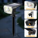 SUNNMO Solar-Strahler 4er Set mit Bewegungsmelder – 104 LED IP65 Warmweiss 3000K – Bild 9