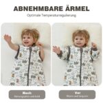 MIKAFEN Baby Schlafsack 2,0 Tog mit Füssen – 100% Baumwolle, abnehmbare Ärmel für 18-36 Monate – Bild 4