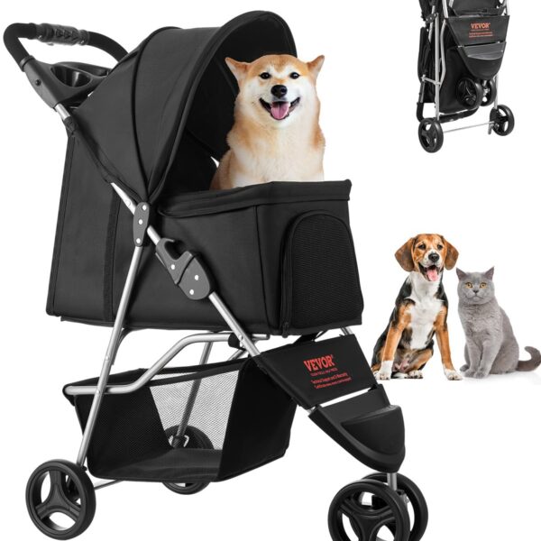 VEVOR Hundewagen 16 kg Tragkraft mit Bremse – Faltbarer Tierbuggy für kleine Haustiere