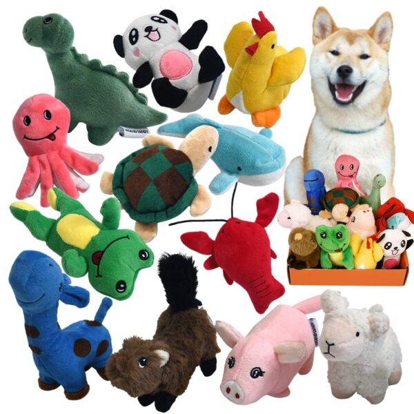 LEGEND SANDY Hundespielzeug-Set mit 12 Quietschern – Plüsch-Kauspielzeuge für kleine Hunde