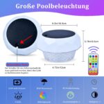 Solar-Poolbeleuchtung RGB+Kaltweiß – Schwimmende LED-Teichleuchte mit Fernbedienung & IP68 – Bild 5