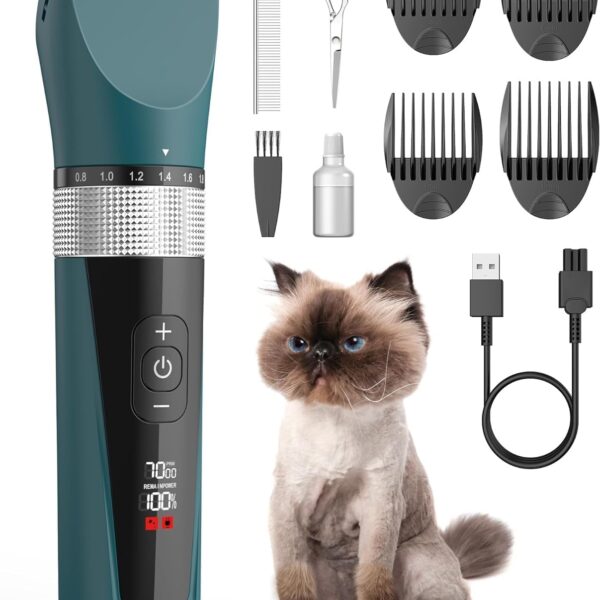 oneisall Katzenschermaschine Leise mit 5 Geschwindigkeiten – Profi Haarschneider für Langhaarkatzen