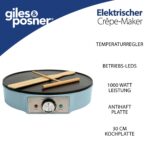 Giles & Posner Crêpe-Maker 30cm – Elektrische Pfannkuchenplatte mit 1000W & Temperaturregler – Bild 3