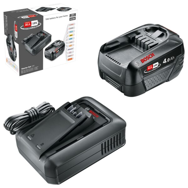 Bosch Akku & Schnellladegerät Starter Set 18V – 4,0Ah Li-Ionen für POWER FOR ALL