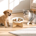 PETTOM Erhöhter Antischlingnapf Katze Keramik – Slow Feeder mit Bambusgestell – Bild 8