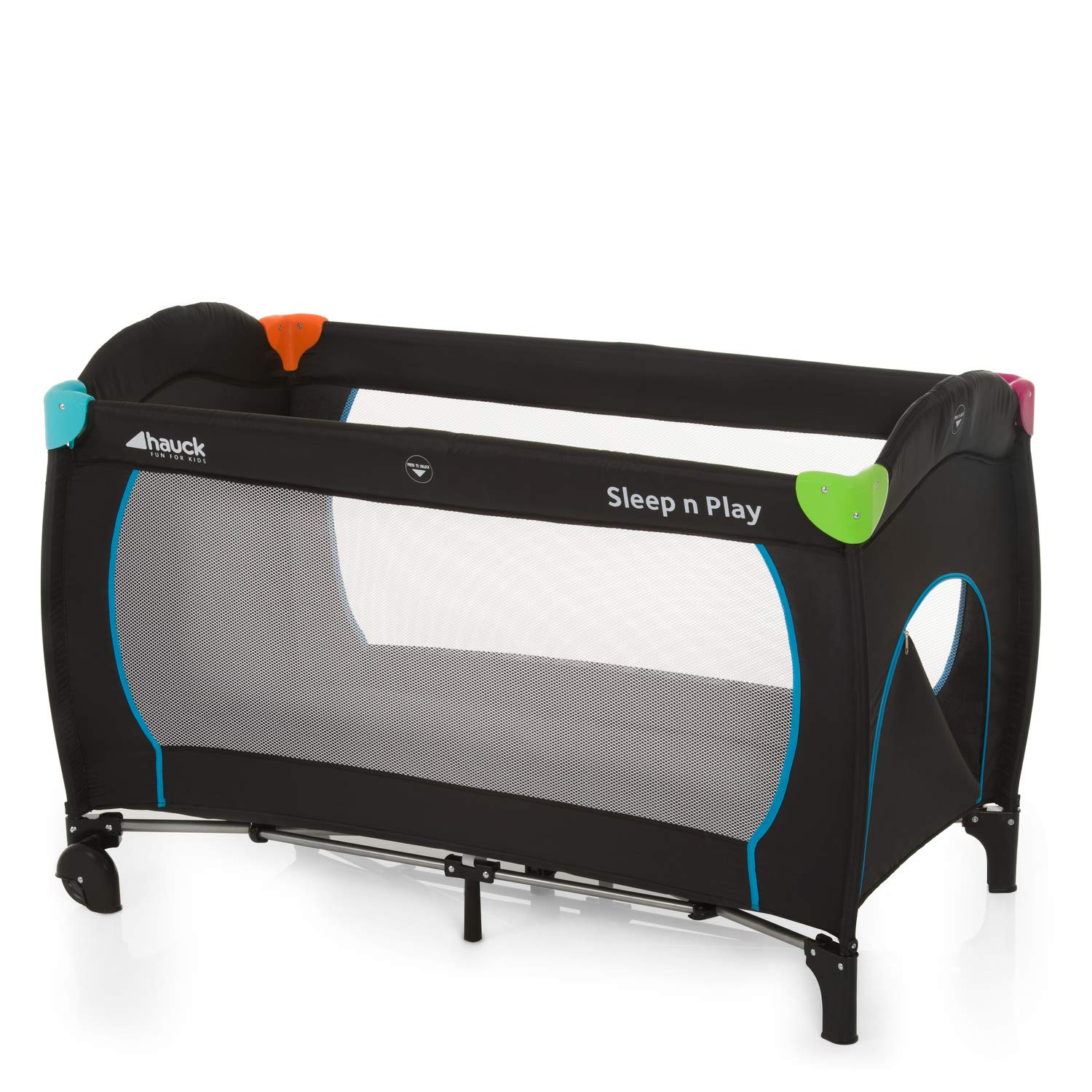 hauck Sleep N Play Go Plus Kinderreisebett – Tragbares Reisebett mit Rädern ab Geburt