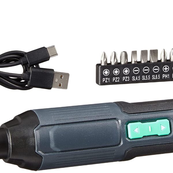 Amazon Basics Akku-Schraubendreher 3,6V mit 10er Bit-Set – Kompakt & USB-aufladbar