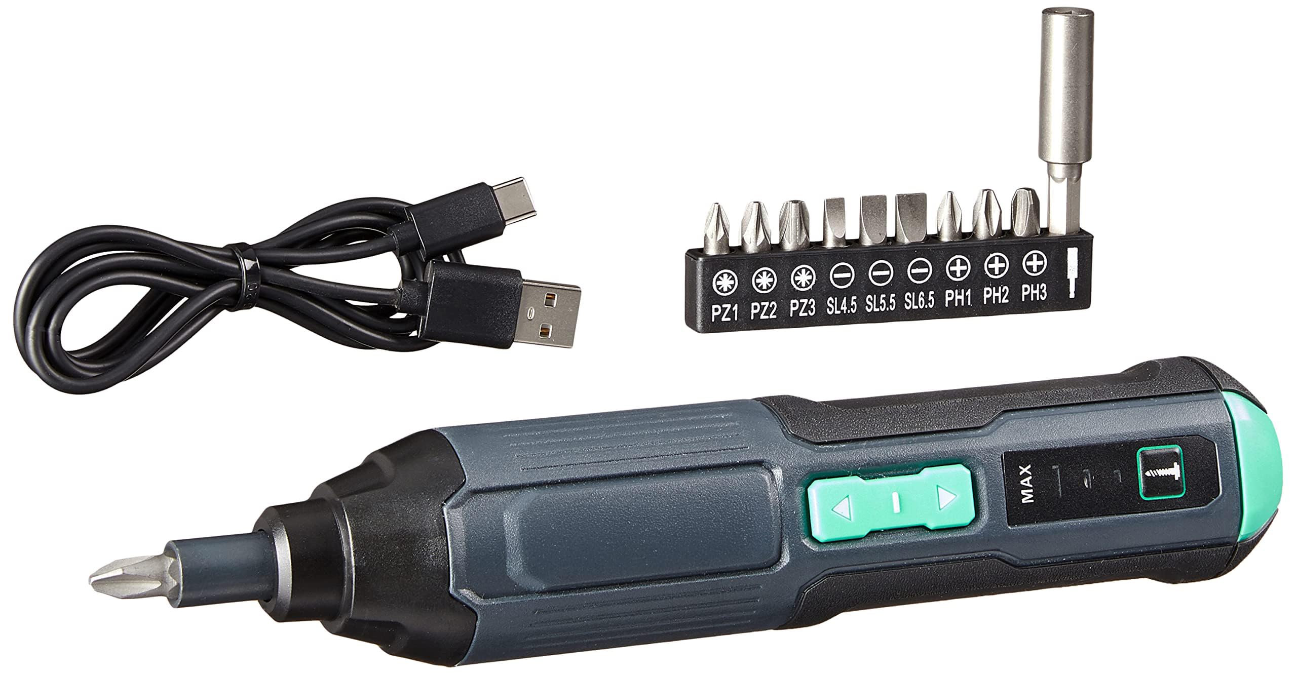 Amazon Basics Akku-Schraubendreher 3,6V mit 10er Bit-Set – Kompakt & USB-aufladbar