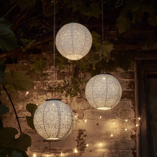 Lights4fun Solar-Lampions Marokkanisch 3er Set – Warmweisse LED Gartenleuchte IP44