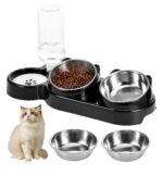 TranRantic 3-in-1 Katzennapf mit 15° Neigung & Wasserspender – Erhöhter Futternapf für Katzen