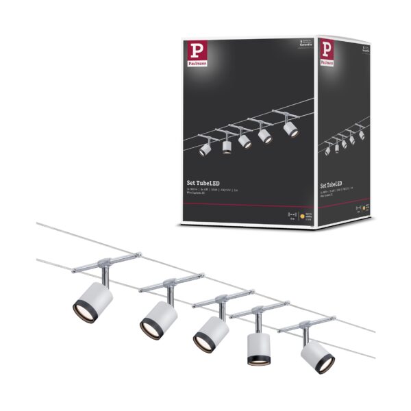 Paulmann Wire System TubeLED 5x4W – LED Seilleuchte Deckenleuchte Chrom matt