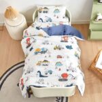 Kinderbettwäsche 100x135 cm Dinosaurier – 100% Baumwolle mit Reissverschluss