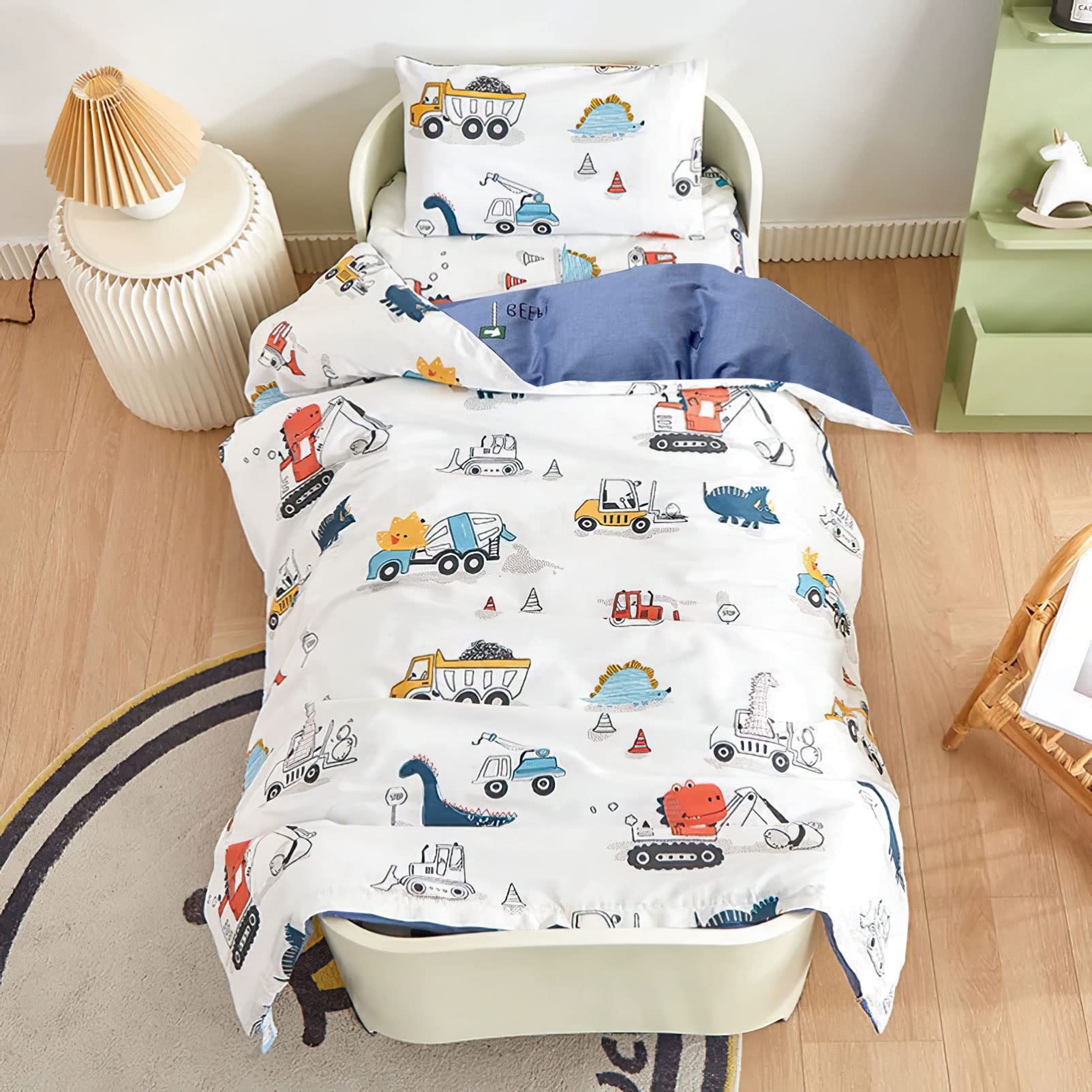 Kinderbettwäsche 100x135 cm Dinosaurier – 100% Baumwolle mit Reissverschluss