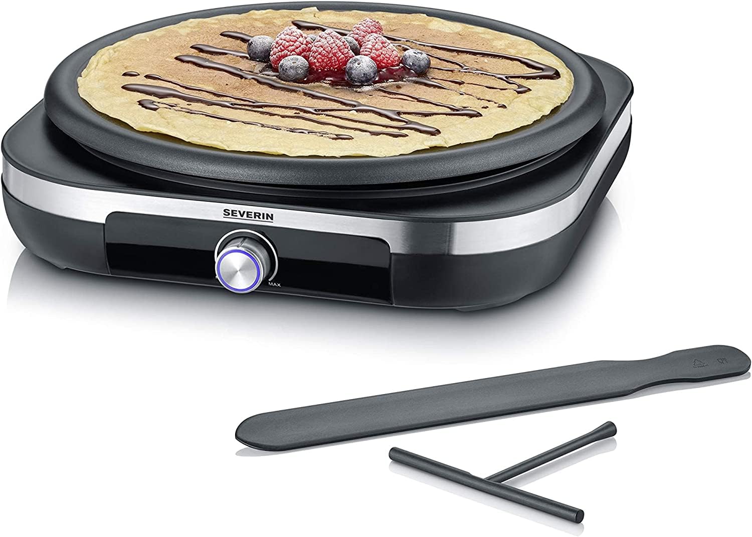 SEVERIN Crêpes Maker mit 38 cm XXL-Platte – Professionelles Crêpeseisen für Zuhause