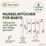 Tiny Trees Musselintücher 70x70 cm – 6er-Pack Spucktücher aus Bambus & Baumwolle – Bild 9