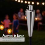 Relaxdays Gartenfackeln 3er Set – Edelstahl Ölfackeln mit variabler Höhe & Zubehör – Bild 5