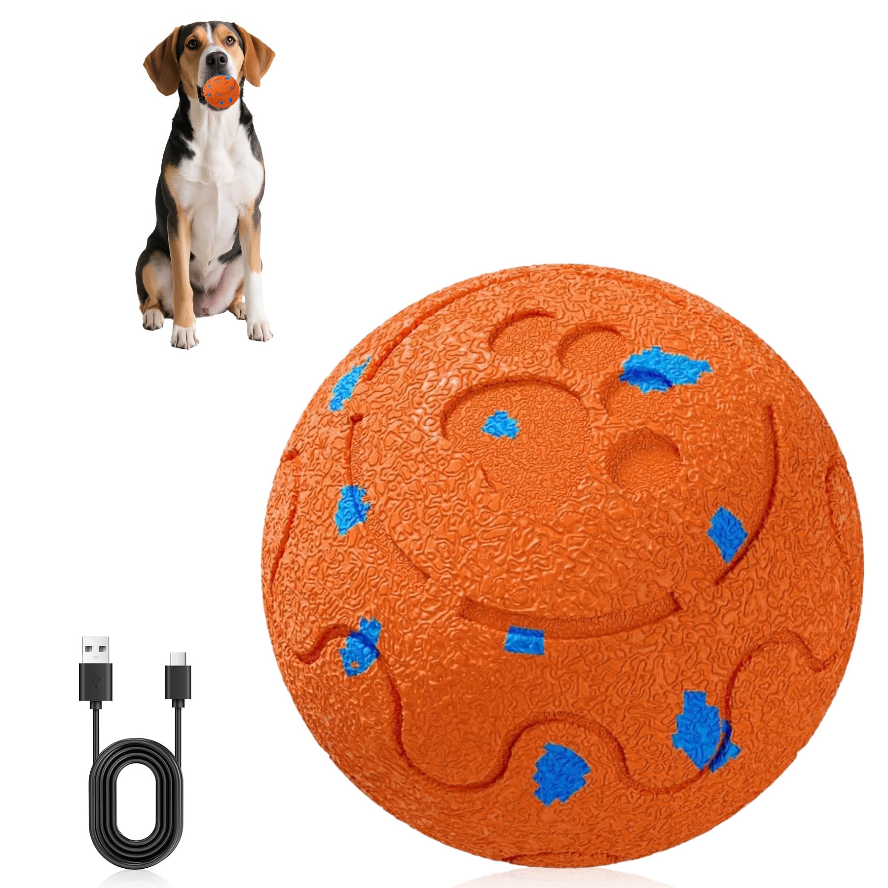KLYNGTSK Intelligenter Hundeball 8cm mit 3 Spielmodi & RGB-Licht – Interaktives Spielzeug für mittelgrosse Hunde