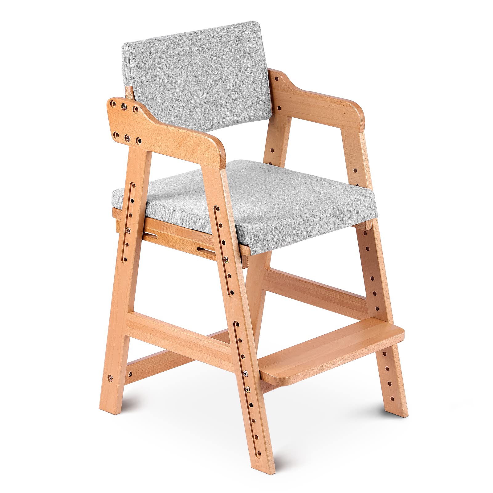 Ezebaby Hochstuhl aus Buchenholz – Höhenverstellbar, stabil bis 90 kg für Kinder & Erwachsene
