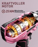 FAHEFANA 12V Akkuschrauber Pink – Bohrschrauber-Set mit 15 Zubehör & Tasche – Bild 9