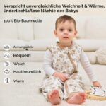 Unnivoll Baby-Schlafsack mit Füssen 1,0 Tog – 90 cm, 2er Pack Baumwolle – Bild 2