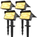 Ollny 4er Set Solarstrahler 60 LEDs Warmweiss – IP65 Gartenleuchten mit 3 Modi & Dusk-to-Dawn
